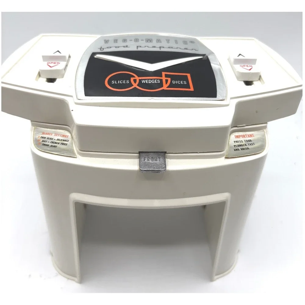 Vintage Veg-O-Matic Food Preparer PBI 1960s Kitchen Slicer Dicer with Box Manual
